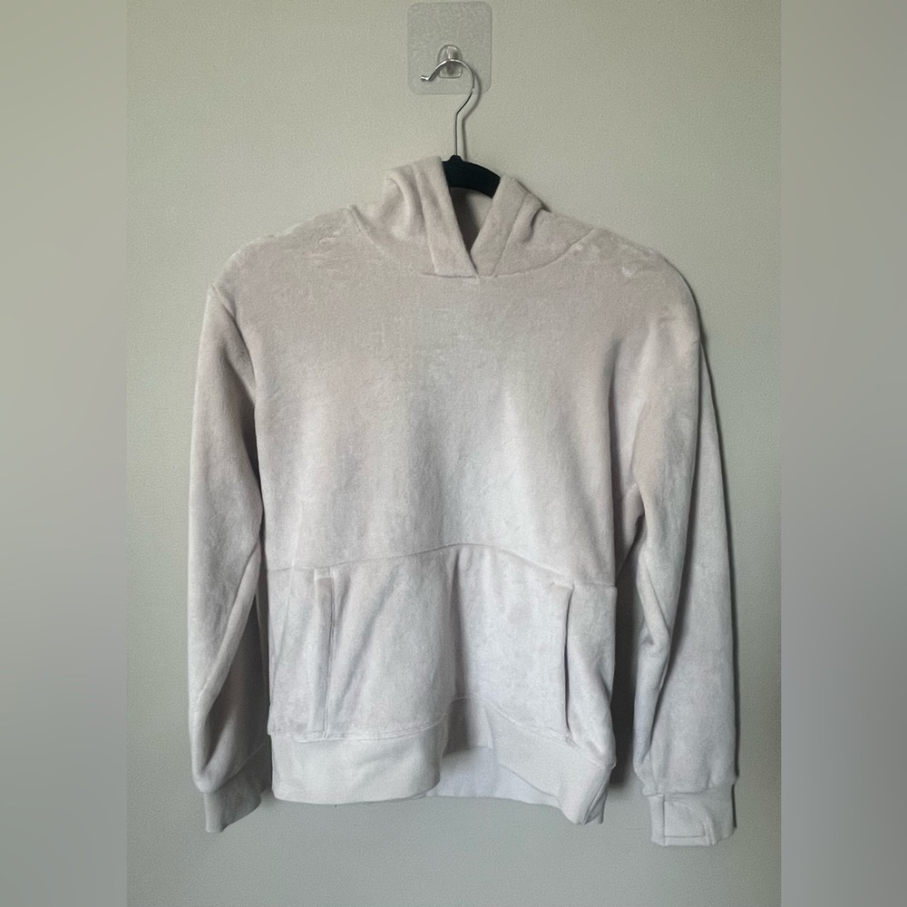 Athleta Girl Feelin’ Great Hoodie Size XL 14 Fuzzy Warm and Cozy Winter Cream